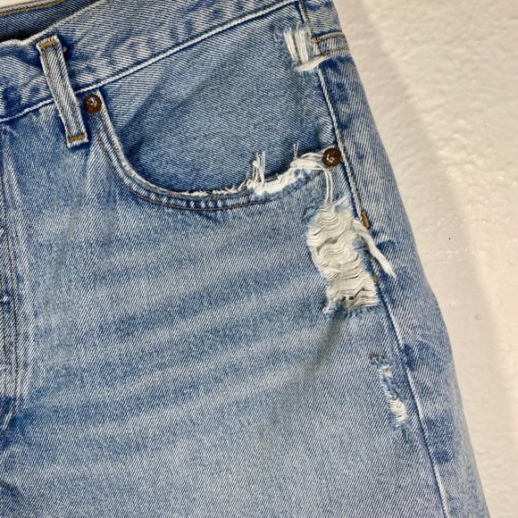 AGOLDE I Parker Long Distressed Frayed Hem Loose Fit Shorts Size 31 - Picture 6 of 10